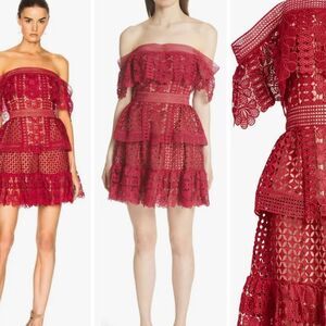 BNWT  Self-Portrait Off Shoulder Guipure Lace Dress ~ SIZE 4